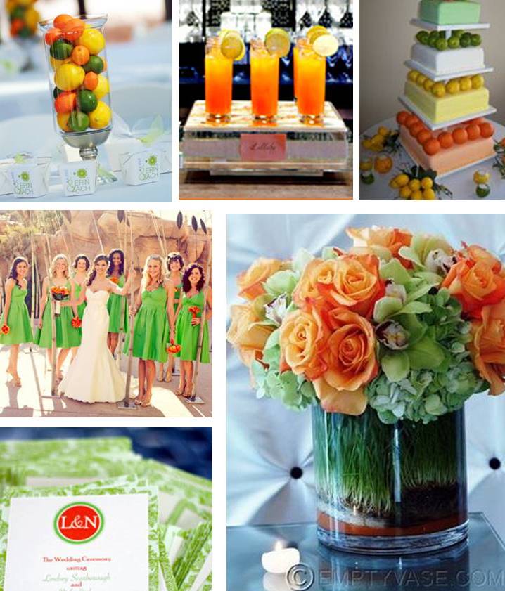 orange and green wedding theme