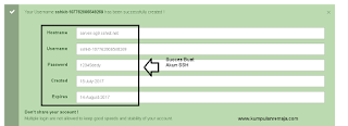 Succes Buat Akun SSH 