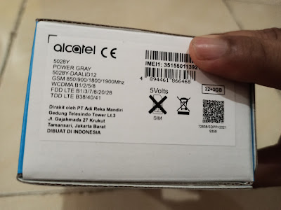 Tampilan Label Keterangan Ponsel Alcatel 1S NFC (2021)