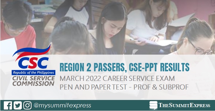 March 2022 Civil Service Exam results: Region 2 Passers