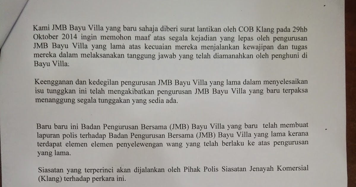 Contoh Surat Rasmi Permohonan Bekalan Air - Contoh Rein