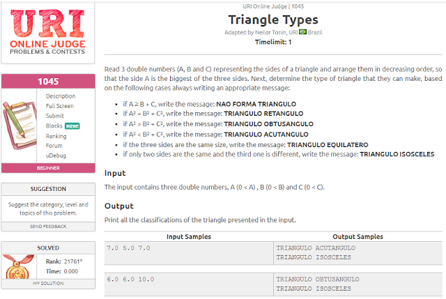 URI 1045 Triangle Types Solution in C++