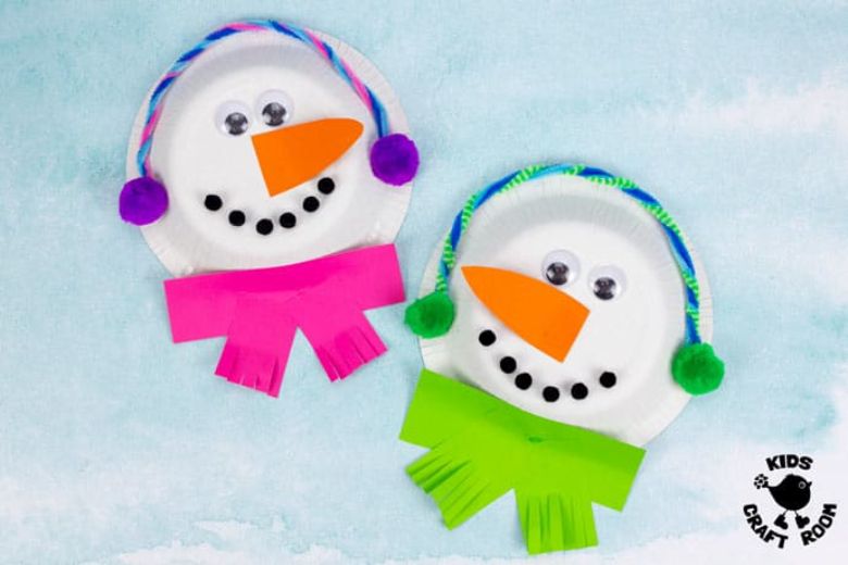 Paper bowl snowman craft