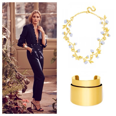 Olivia Palermo Jewelry Collection for BaubleBar Anderson Collar Necklace and Pisa Cuff Bracelet