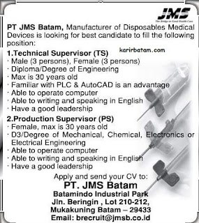 Lowongan Kerja PT. JMS Batam