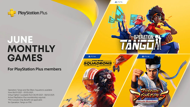 playstation plus star wars squadrons project maverick virtua fighter 5 ultimate showdown operation tango game ps4 plus ps5 sony interactive entertainment first-person flight combat futuristic co-op espionage adventure arcade fighting ryu ga gotoku studio sega clever plays ea motive electronic arts