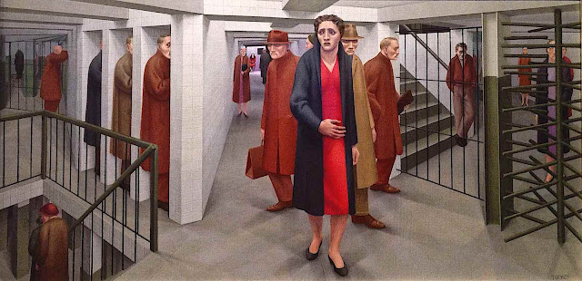 a George Tooker painting of people in an underground subway