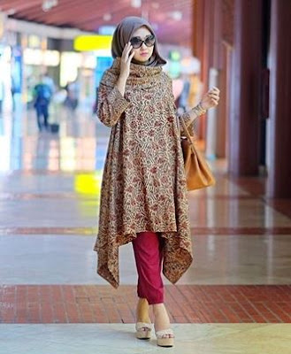 Model tunik batik kombinasi