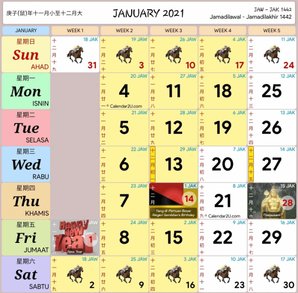 Kalendar Kuda 2021 Malaysia
