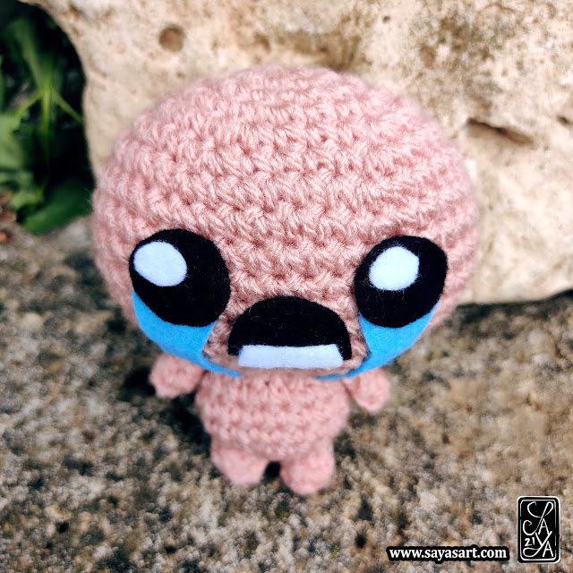 Peluche amigurumi - Isaac - The Binding of Isaac - Saya's Art Jeu vidéo crochet mignon kawaii cadeau geek video game cute gift