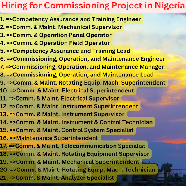 Hiring for Commissioning Project in Nigeria