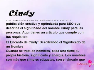 significado del nombre Cindy