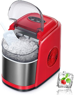 Antarctic Star Ice Maker Machine Countertop,Portable Automatic 9 Ice Cubes Ready in 8 Minutes,Makes 26 lbs of Ice per 24 Hours,Self-clean,See-through Lid For Home/Bar/Party (stainless steel)