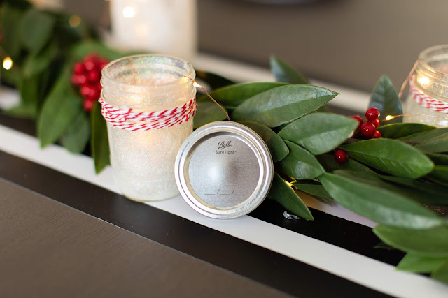 DIY Glittery White Christmas Mason Jar Centerpiece by The Celebration Stylist