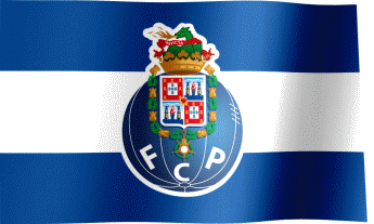 The waving fan flag of FC Porto with the logo (Animated GIF)