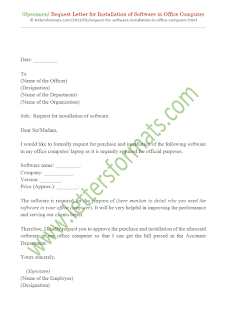 sample request letter for installation of software