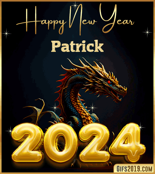 Happy New Year 2024 gif wishes Patrick