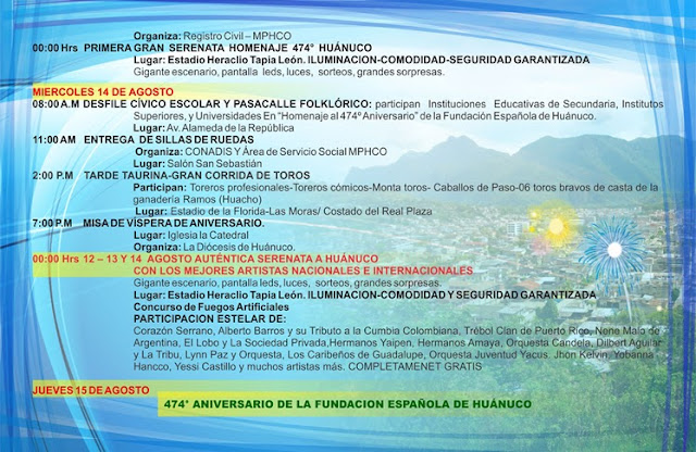 ANIVERSARIO DE HUANUCO 2013 PROGRAMA DE ACTIVIDADES