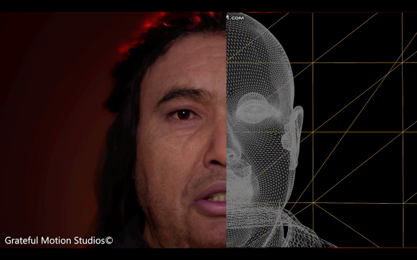 Cross-section showing an underlying wire mesh used in Harrison's CGI characters.