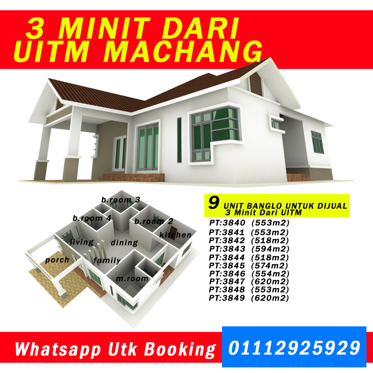 Rumah Banglo Untuk Dijual Di Machang 3 Minit Dari UITM 