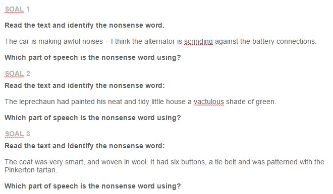 Contoh Soal Identify the part of speech of a word in context