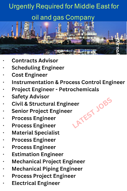 Urgently Required for Middle East for oil and gas Company