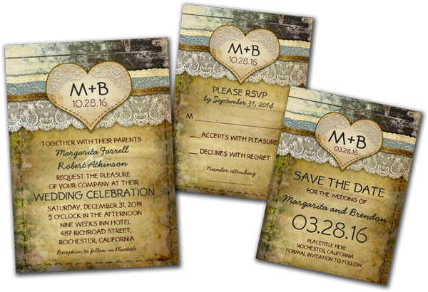  Country Rustic Wedding Invitations