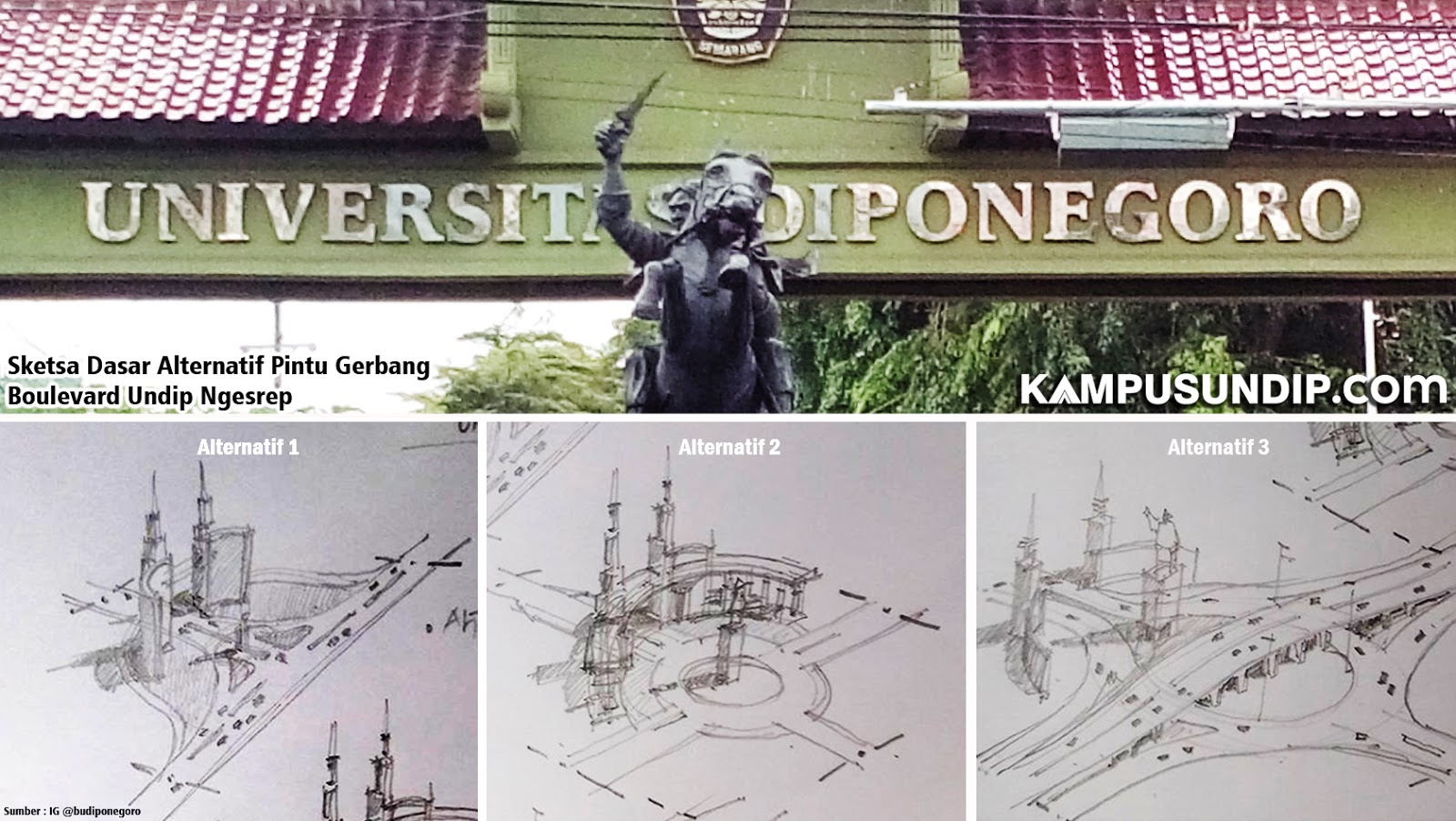 Keren Ini Dia Sketsa Baru Gerbang Undip Ngesrep Kamu Pilih Mana