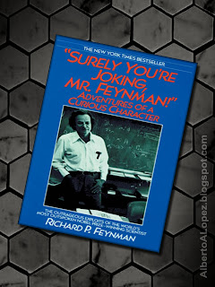 image of book "Surely You're Joking, Mr. Feynman!", "Adventures of a Curious Character", by Richard P. Feynman over a gray tile table