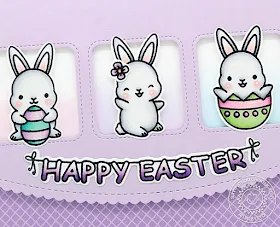 Sunny Studio Stamps: Chubby Bunny Window Trio Square Dies Easter Themed Card by Anja Bytyqi