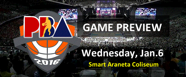 List of PBA Game Wednesday January 6, 2016 @ Smart Araneta Coliseum