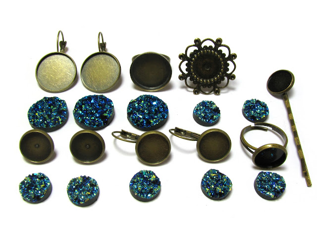 Faux druzy set onderdelen en cabochons