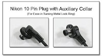 PT1015: Nikon 10 Pin Plug with Auxiliary Collar (0.75 inch Diameter) - For ease in Turning Metal Lock Ring