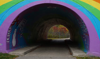 Rainbow Artwork painted on a tunnel next to the Don Valley Parkway in Toronto