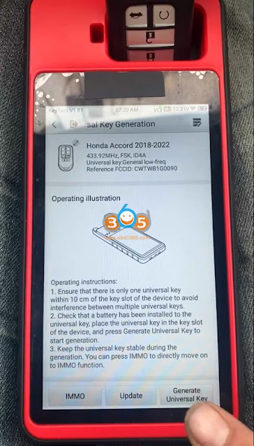 Autel KM100 Program Honda Accord 2021 All Keys Lost 3