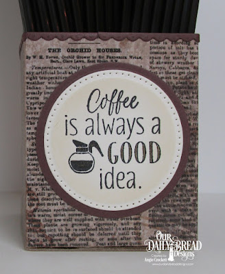 ODBD I Love Coffee, ODBD Vintage Ephemera Paper Collection, ODBD Custom Bitty Borders Dies, ODBD Custom Pierced Circles Dies, ODBD Custom Circles Dies, Project Designer Angie Crockett