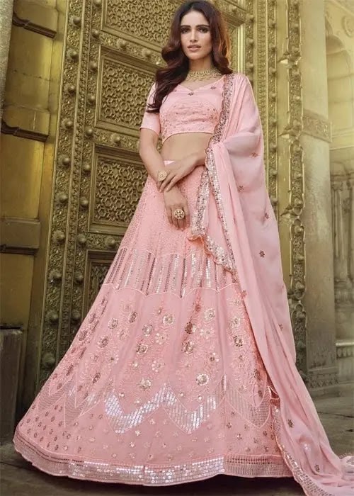 Pink sequin work lehenga