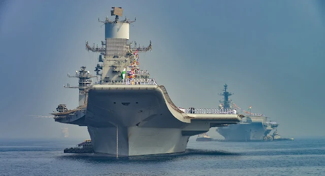 Image Attribute: Indian Navy's Aircraft Carriers - INS Vikramaditya and INS Viraat at Navy Fleet Review / Source: MoD, Government of India