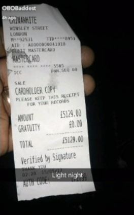 Wow! Davido Spends £5129 At London Night Club (Photo)