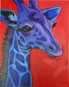 giraffe painting, whimsical giraffe, whimsical giraffe painting