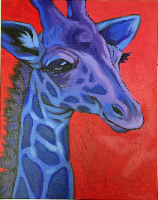 giraffe painting, whimsical giraffe, whimsical giraffe painting