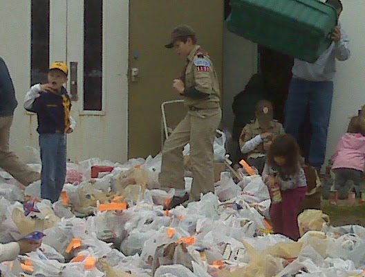 Here are some pictures from the Boy Scouts, Scouting for Food on November 14 