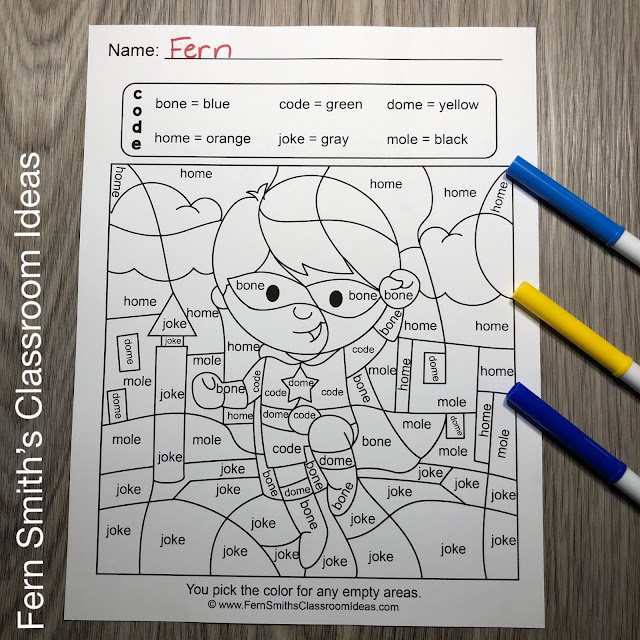 Twenty-Five Long Vowels Color By Code Student Worksheets Bundle #FernSmithsClassroomIdeas