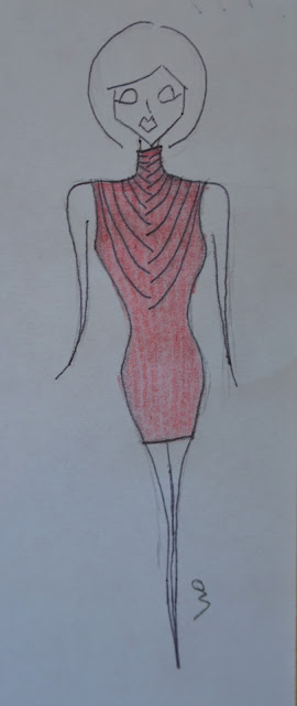 Fashion drawing of turtleneck cowl top