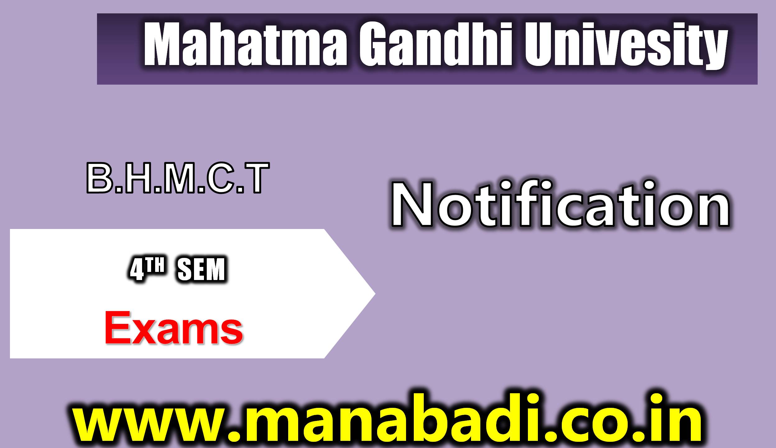 Mahatma Gandhi University B.H.M.C.T 4th Sem  Regular Fee Nov 2023 Notification