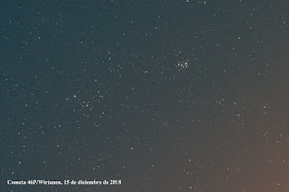 Cometa 46P Wirtanen en Tauro junto a las Pleyades