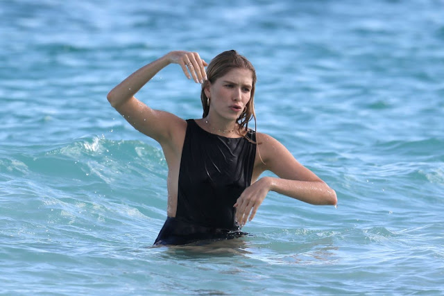 Elena Perminova in Black Swimsuit