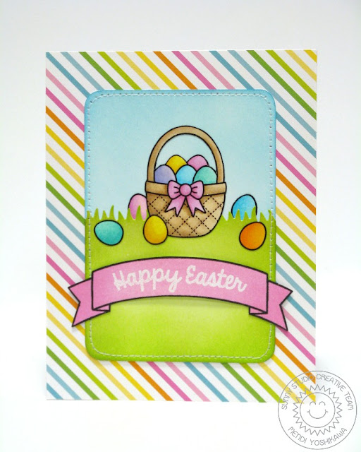 Sunny Studio Stamps A Good Egg & Sunny Borders Easter Basket Card by Mendi Yoshikawa