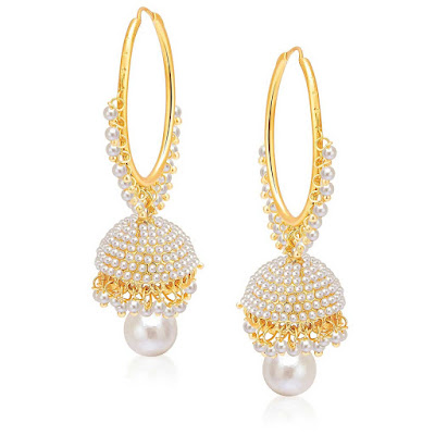 Gold-Plated Pearl Jhumki Earrings