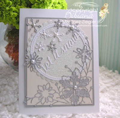 white winter card with memory box dies  front view